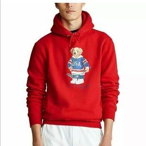 Polo Ralph Lauren Hockey Teddy Bear Fleece Hoodie New with tags
